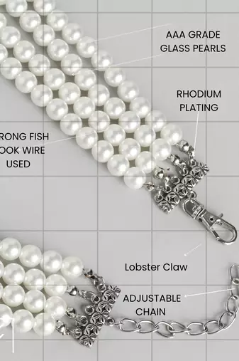 elegant 4 layer white pearl beaded necklace  mala