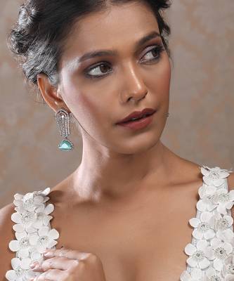 Turquoise cascade long ad statement earrings 2