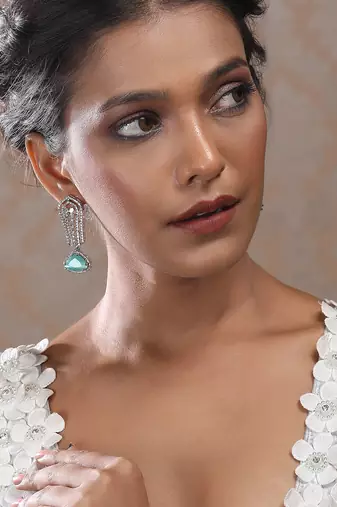 Turquoise cascade long ad statement earrings