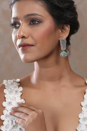 Turquoise cascade long ad statement earrings