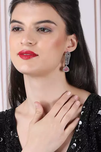 Green cascade long ad statement earrings