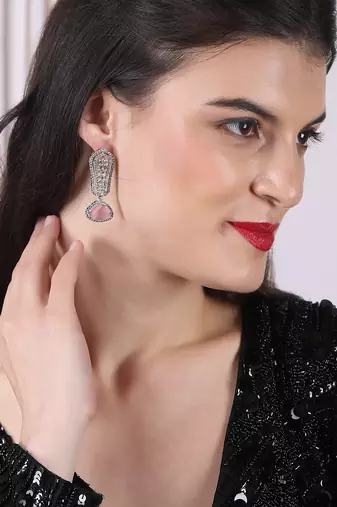Green cascade long ad statement earrings