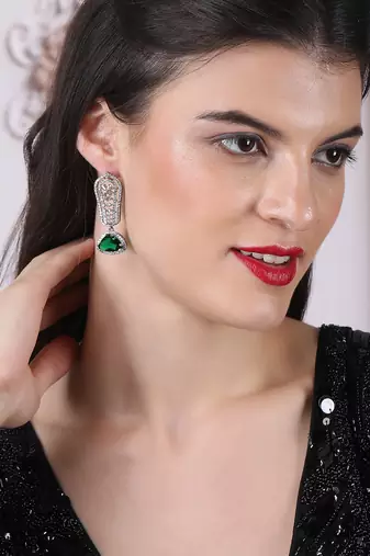 Blue cascade long ad statement earrings