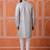 Men grey cotton kurta featuring vertical sequin detail