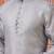 Men grey cotton kurta featuring vertical sequin detail