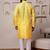 Men yellow cotton blend kurta with ethnic sequin embroidery