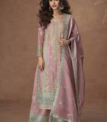 Onion pink organza simar silk embroidered Palazzo suit