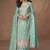 Sea green organza simar silk embroidered plazzo suit