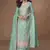 Sea green organza simar silk embroidered Palazzo suit