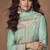 Sea green organza simar silk embroidered plazzo suit