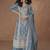 Grey organza simar silk embroidered plazzo suit
