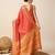 red banarasi silk blend saree