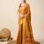 yellow banarasi silk blend saree