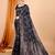 black double zari weaving silk blend saree with contrast pallu