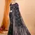 black double zari weaving silk blend saree with contrast pallu