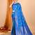 blue double zari weaving silk blend saree with contrast pallu