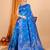blue double zari weaving silk blend saree with contrast pallu