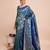 blue gold jari weaving silk blend saree