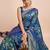 blue gold jari weaving silk blend saree
