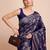 navy_blue gold jari weaving silk blend saree