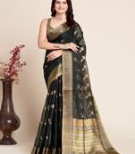 black semi cotton saree with blouse