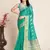 teal semi cotton saree with blouse
