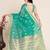 teal semi cotton saree with blouse