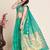 teal semi cotton saree with blouse