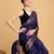 blue jacquard saree with blouse piece