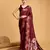 maroon jacquard saree with blouse piece