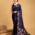 navy_blue jacquard saree with blouse piece