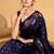 navy_blue jacquard saree with blouse piece