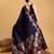 navy_blue jacquard saree with blouse piece