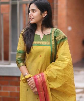Kanchi Cotton Kurta Set with Zari Dupatta  2