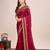 maroon silk blend saree with contrast zari border pallu and matching blouse