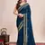 navy_blue silk blend saree with contrast zari border pallu and matching blouse