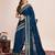 navy_blue silk blend saree with contrast zari border pallu and matching blouse