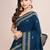 navy_blue silk blend saree with contrast zari border pallu and matching blouse