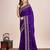 purple silk blend saree with contrast zari border pallu and matching blouse
