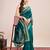 turquoise silk blend saree with contrast zari border pallu and matching blouse