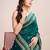 turquoise silk blend saree with contrast zari border pallu and matching blouse