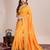 yellow silk blend saree with contrast zari border pallu and matching blouse