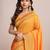 yellow silk blend saree with contrast zari border pallu and matching blouse