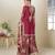 Crimson Strawberry DESIGNER HAND EMBROIDERED REAL CHINON PALAZO SUIT 