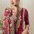 Crimson Strawberry DESIGNER HAND EMBROIDERED REAL CHINON PALAZO SUIT 