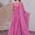 Pink gold-crush fabric with sequins & multi embroidered work gown dupatta
