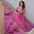 Pink gold-crush fabric with sequins & multi embroidered work gown dupatta