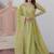 Perrot gold-crush fabric with sequins & multi embroidered work gown dupatta