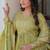 Perrot gold-crush fabric with sequins & multi embroidered work gown dupatta