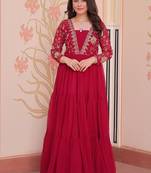 Ranipink faux blooming with sequins & zari embroidered work gown
